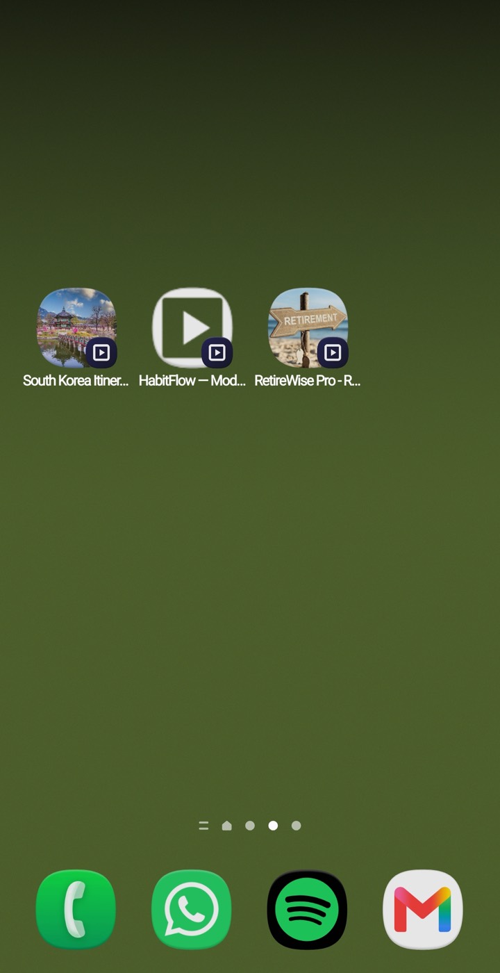 Three CanvasRunner apps pinned to an Android home screen